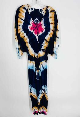 YFB Size S Navy/Multi Twist Tie Dye Designer Dress Maxi